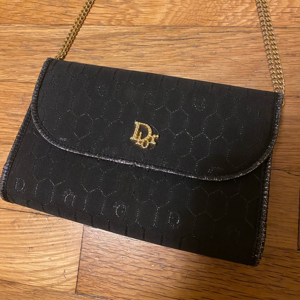 Christian Dior honeycomb pattern double chain shoulder bag